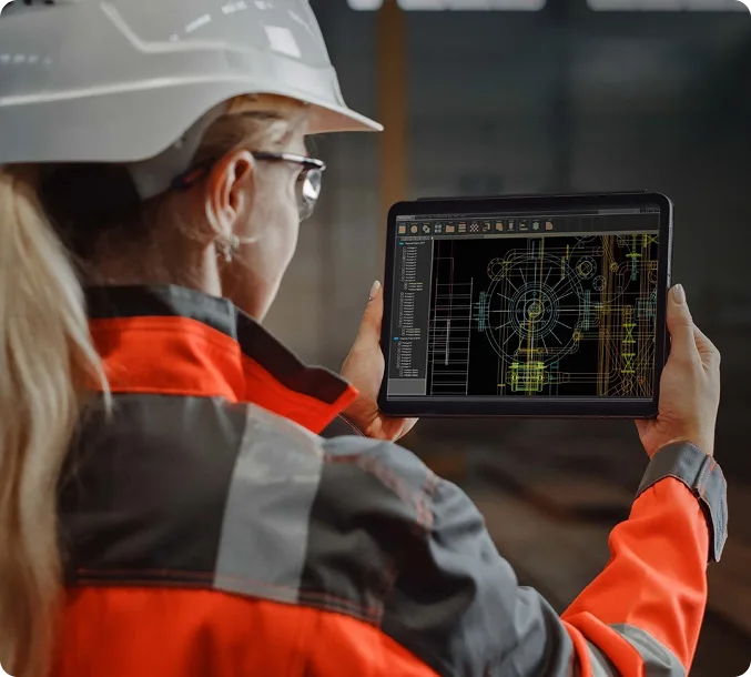 Female engineer holding tablet